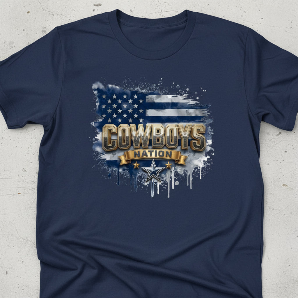 Cowboys Nation logo with American flag design on a white background