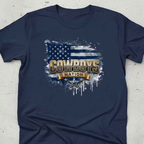 Cowboys Nation logo with American flag design on a white background