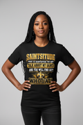 Saintsitude promotional graphic with text and logo