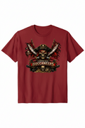 Pirate-themed logo with crossed swords, skull, and 'Tampa Bay Buccaneers' text on a transparent background